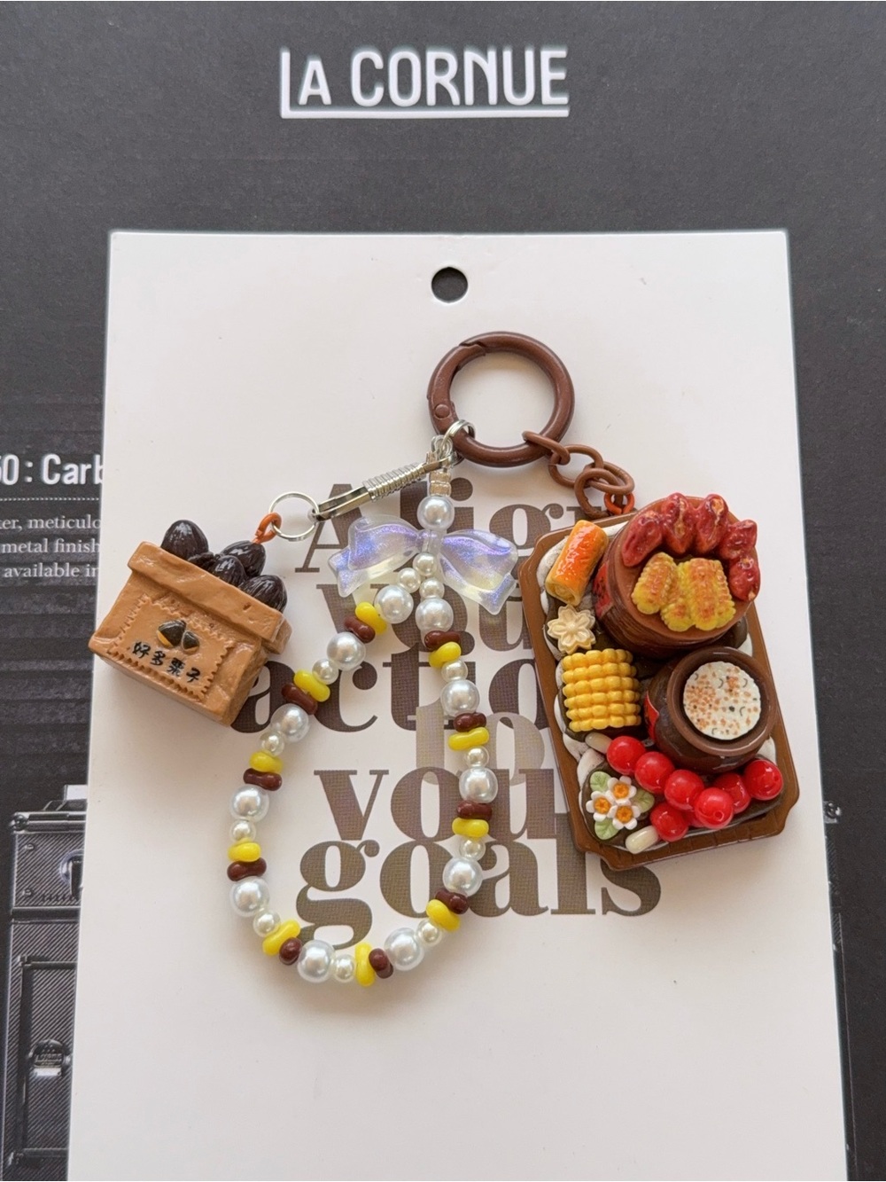 La Cornue Food-Themed phone bag charm  with Beaded Strap